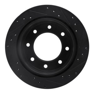 Cadillac DTS Brake Rotor (1) - Rear Left - R1 Concepts - Drilled & Slotted - Black - `00-`11